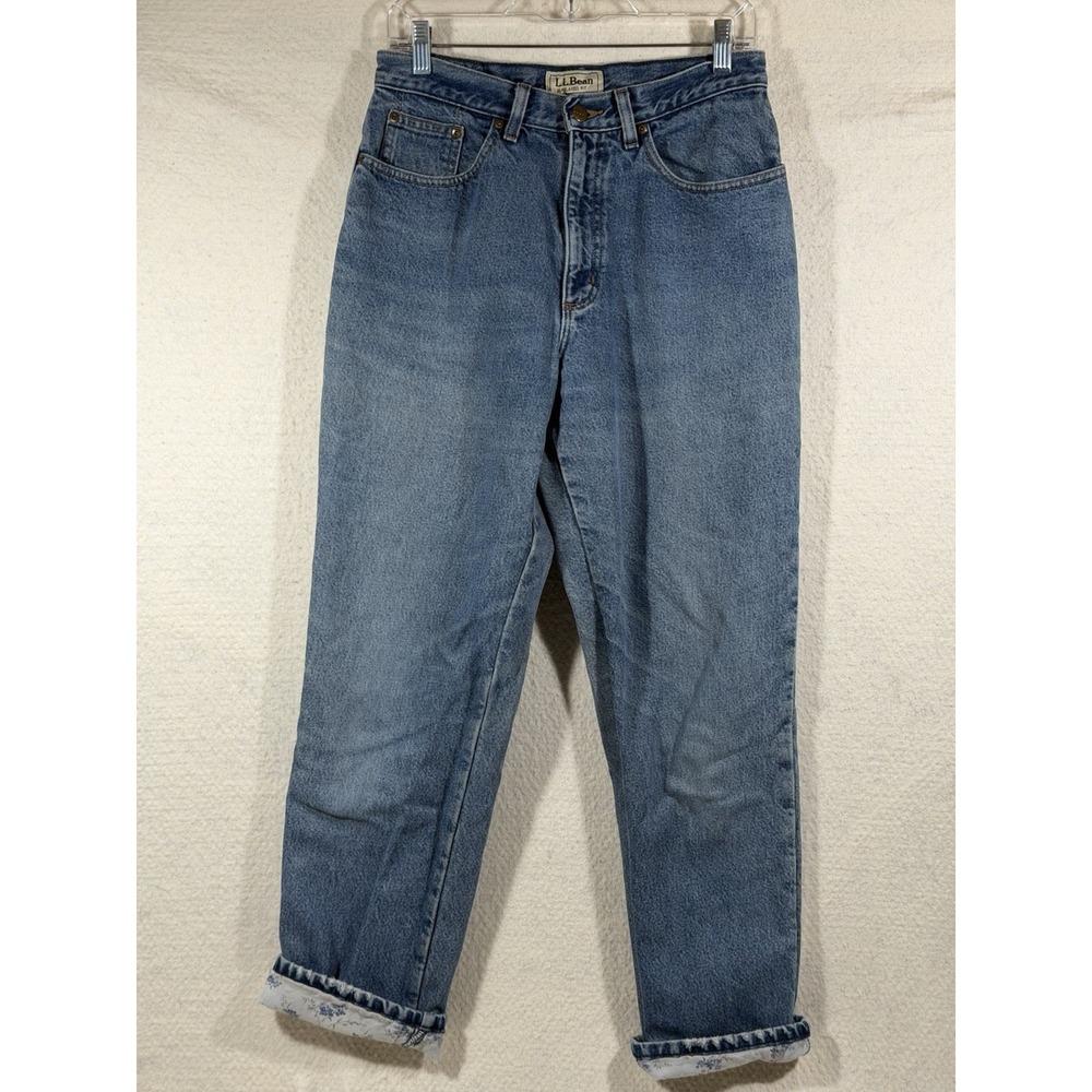 LL Bean Relaxed Fit Lined Jeans Womens 10 Blue Denim Straight Cottagecore